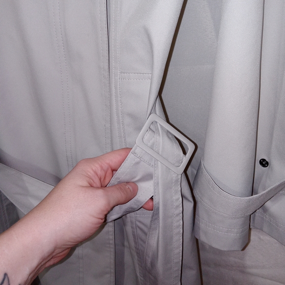 BERNARDO Womens Modern Tech Trench Coat Size XL Gray Belted Hooded - Picture 4 of 13
